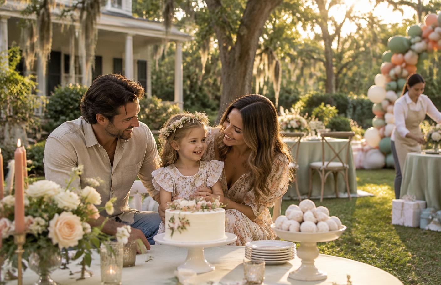 Parents enjoying their child’s party while the details are handled